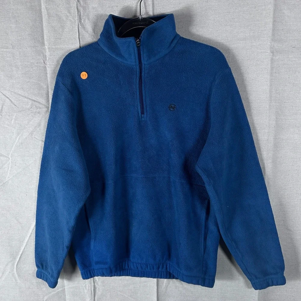 Nautica Competition Mens Blue Fleece Quarter Zip‎ Pullover Sweater Medium